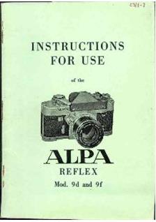 Alpa 9 f manual. Camera Instructions.